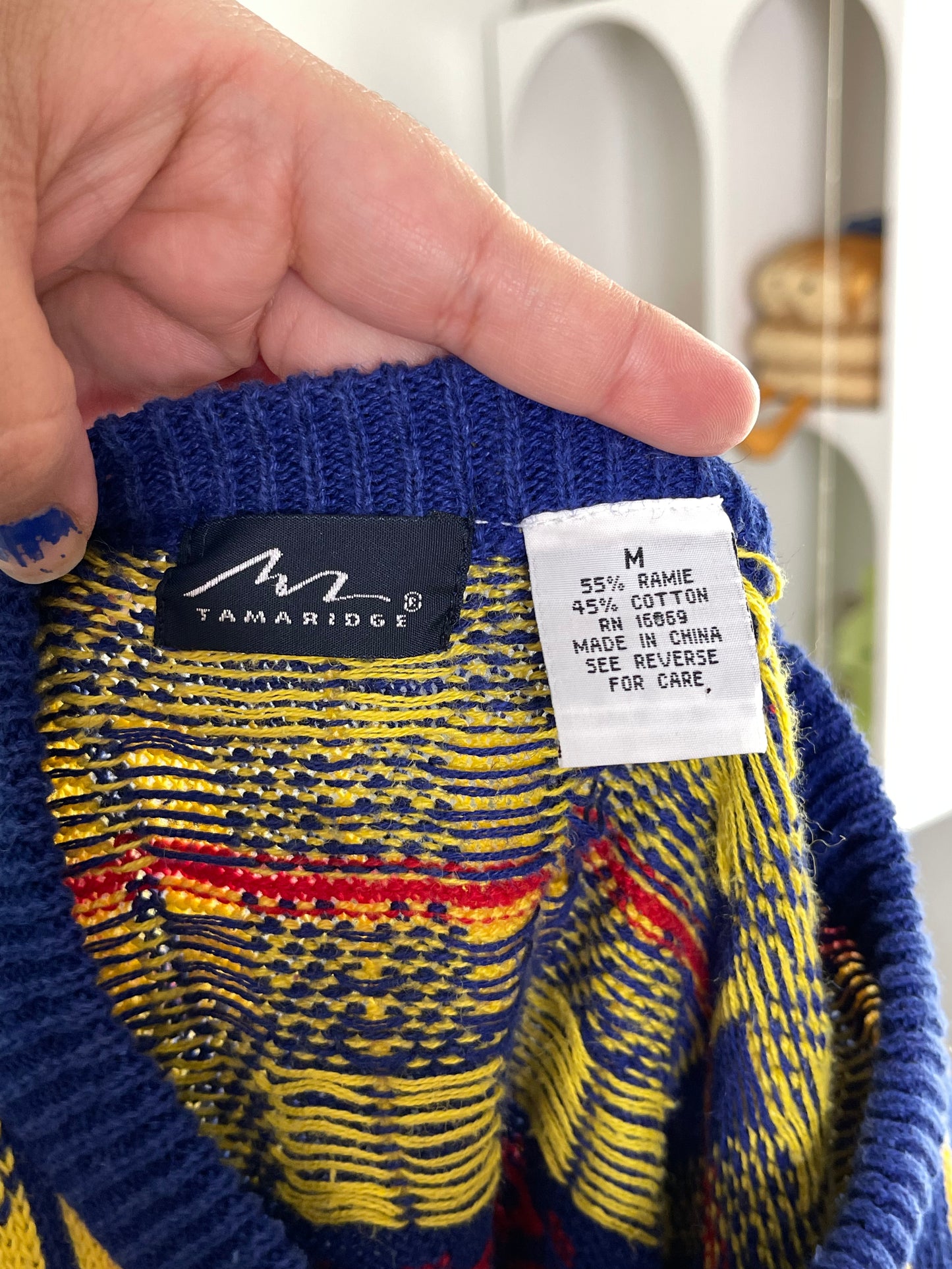 Vintage 90s Primary Retro Oversized Knit Sweater Sz M