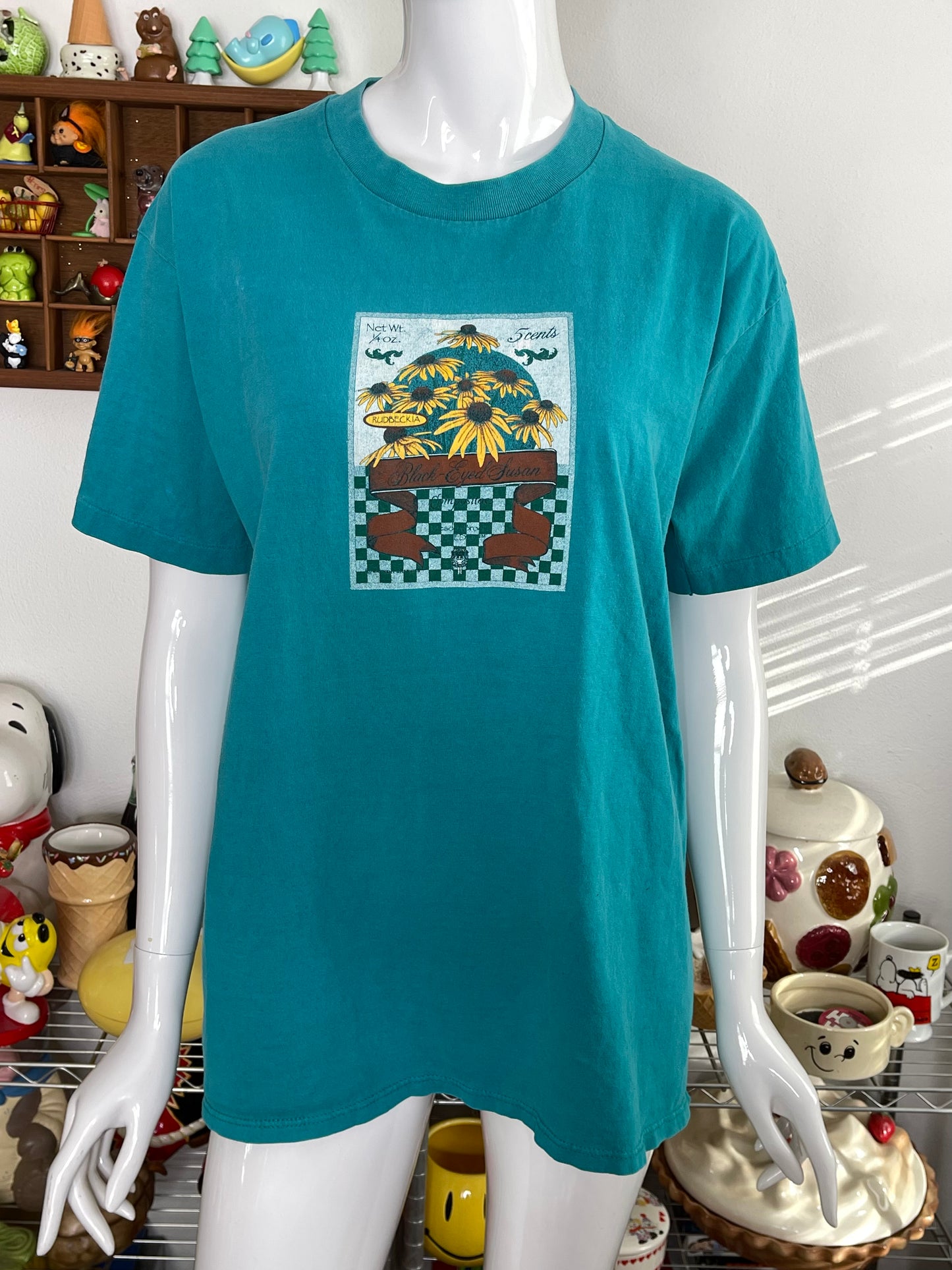 Vintage 90s Black-Eyed Susan Sunflowers Graphic Tee Sz L