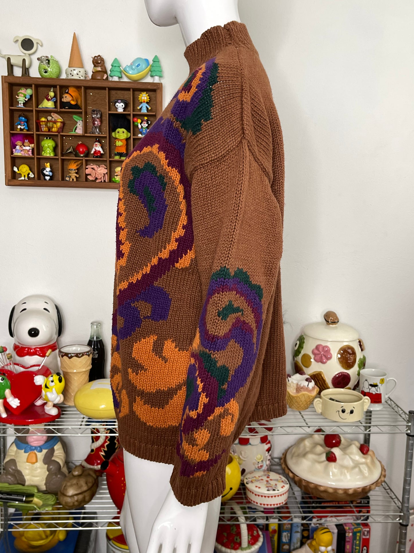 Vintage Paisley Chunky Knit Sweater Sz M