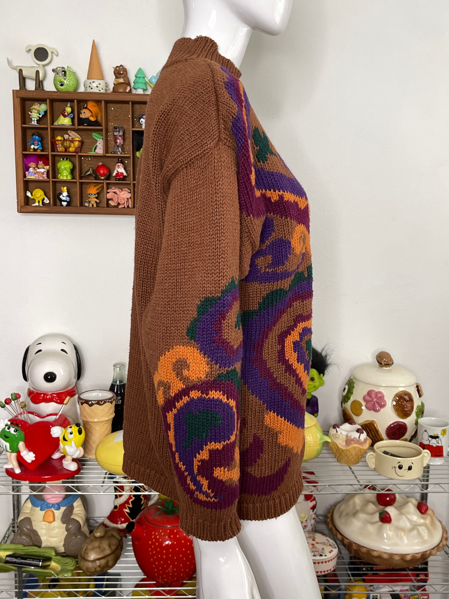 Vintage Paisley Chunky Knit Sweater Sz M