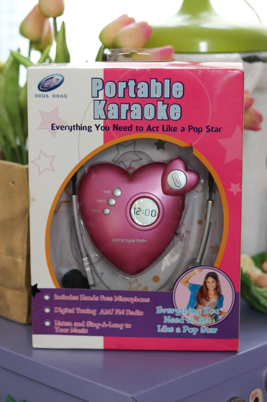 2000s Y2K Pop Star Heart Shaped Portable Karaoke Radio