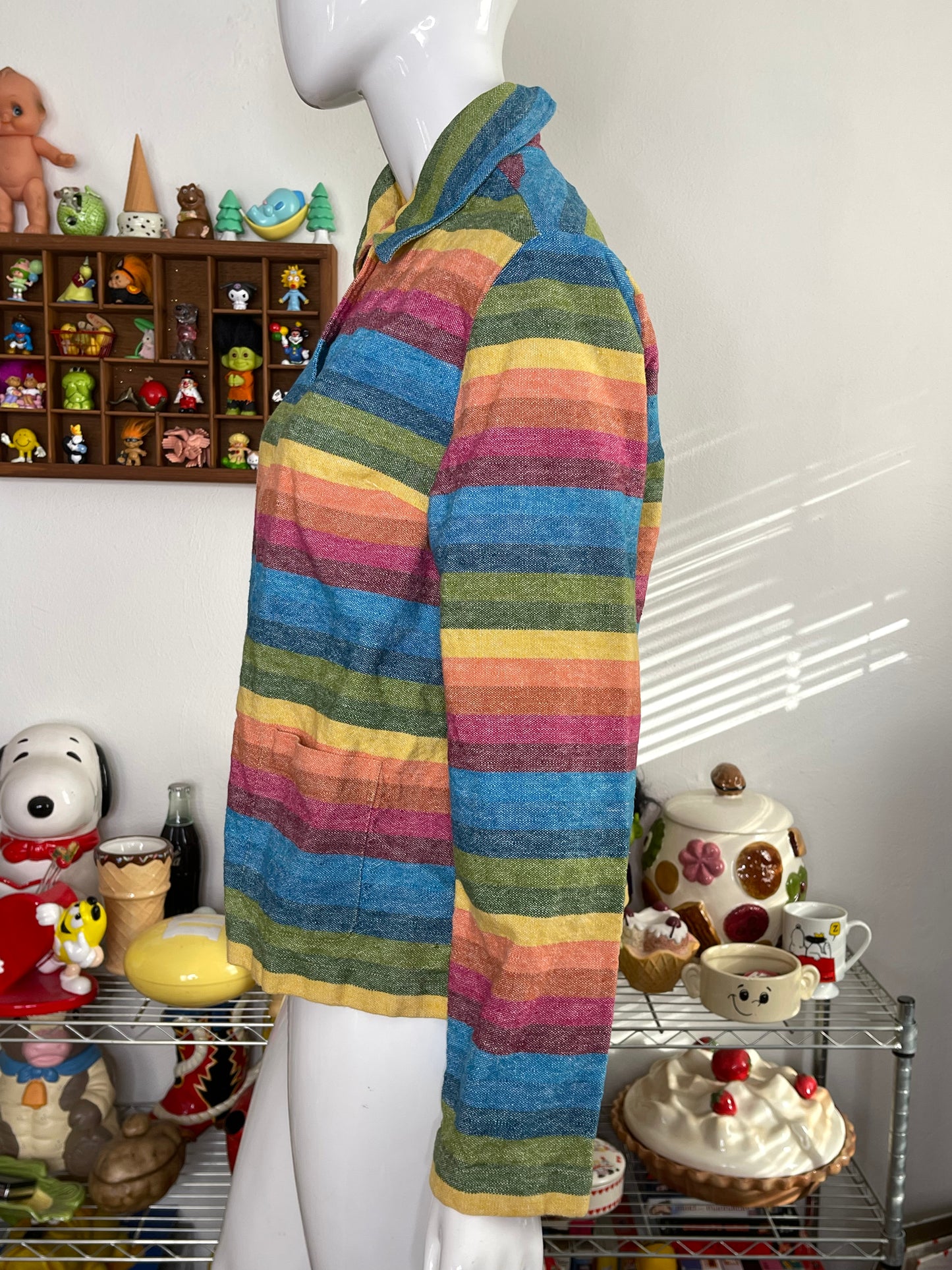 Coldwater Creek Striped Rainbow Linen Blend Jacket Sz M