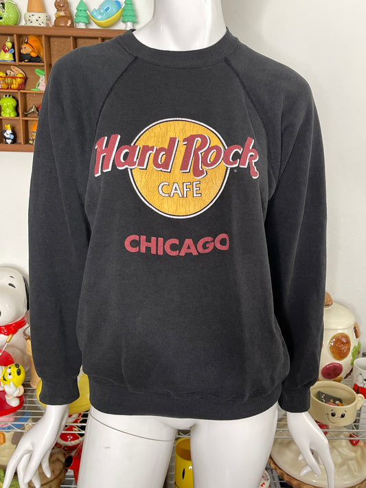 Vintage Hard rock Cafe Chicago Faded Crewneck Sweater Sz M
