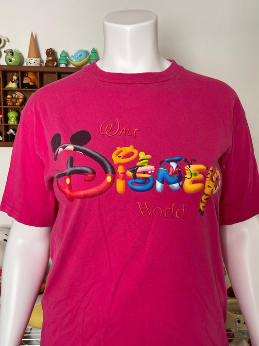 90s Pink Disney World tee sz L