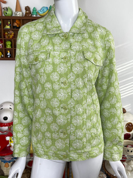 Apple Green Daisy Embroidered Floral Jacket Sz 14M ( L )