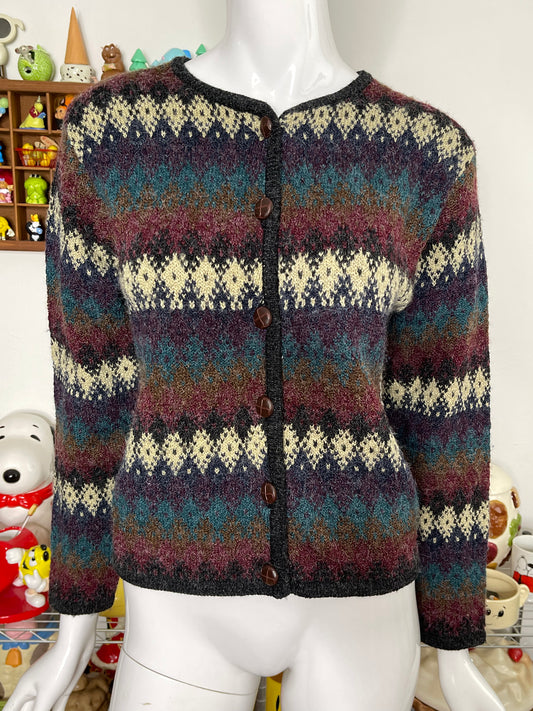 Vintage Fall Fuzzy Knit Cardigan Sz S