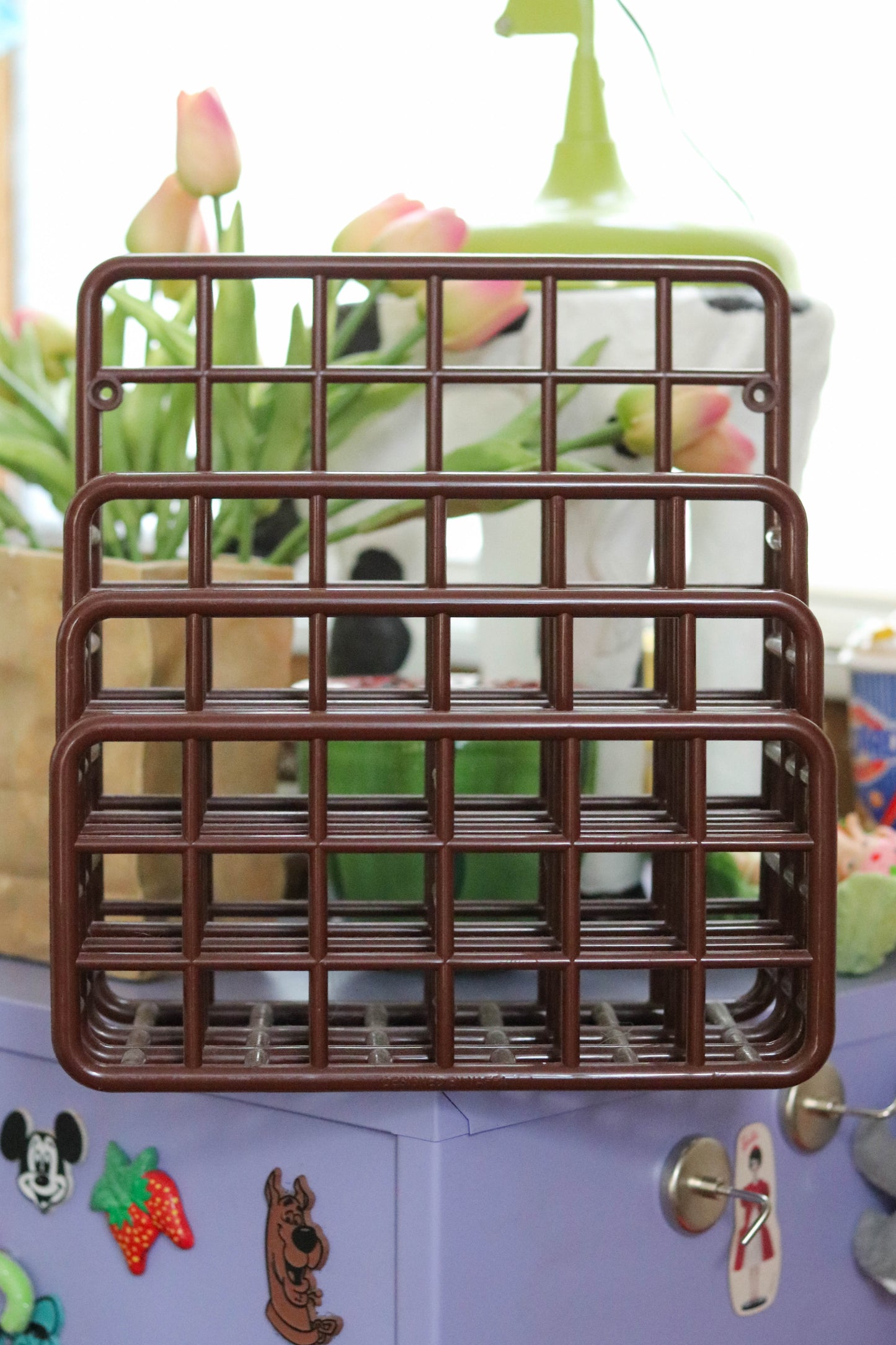Vintage 80s Chocolate Brown Yaffa Plastic Wall Organizer