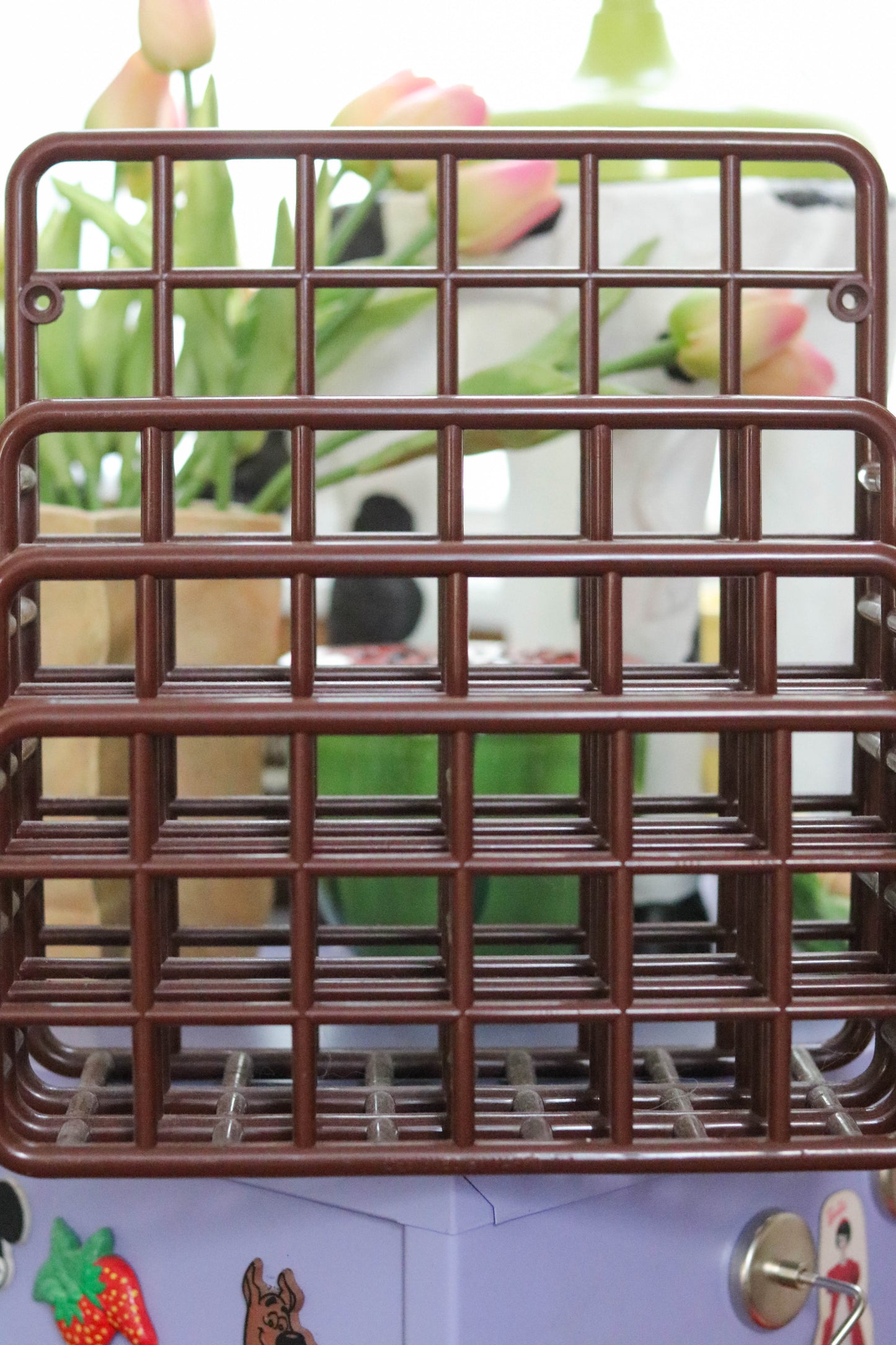 Vintage 80s Chocolate Brown Yaffa Plastic Wall Organizer