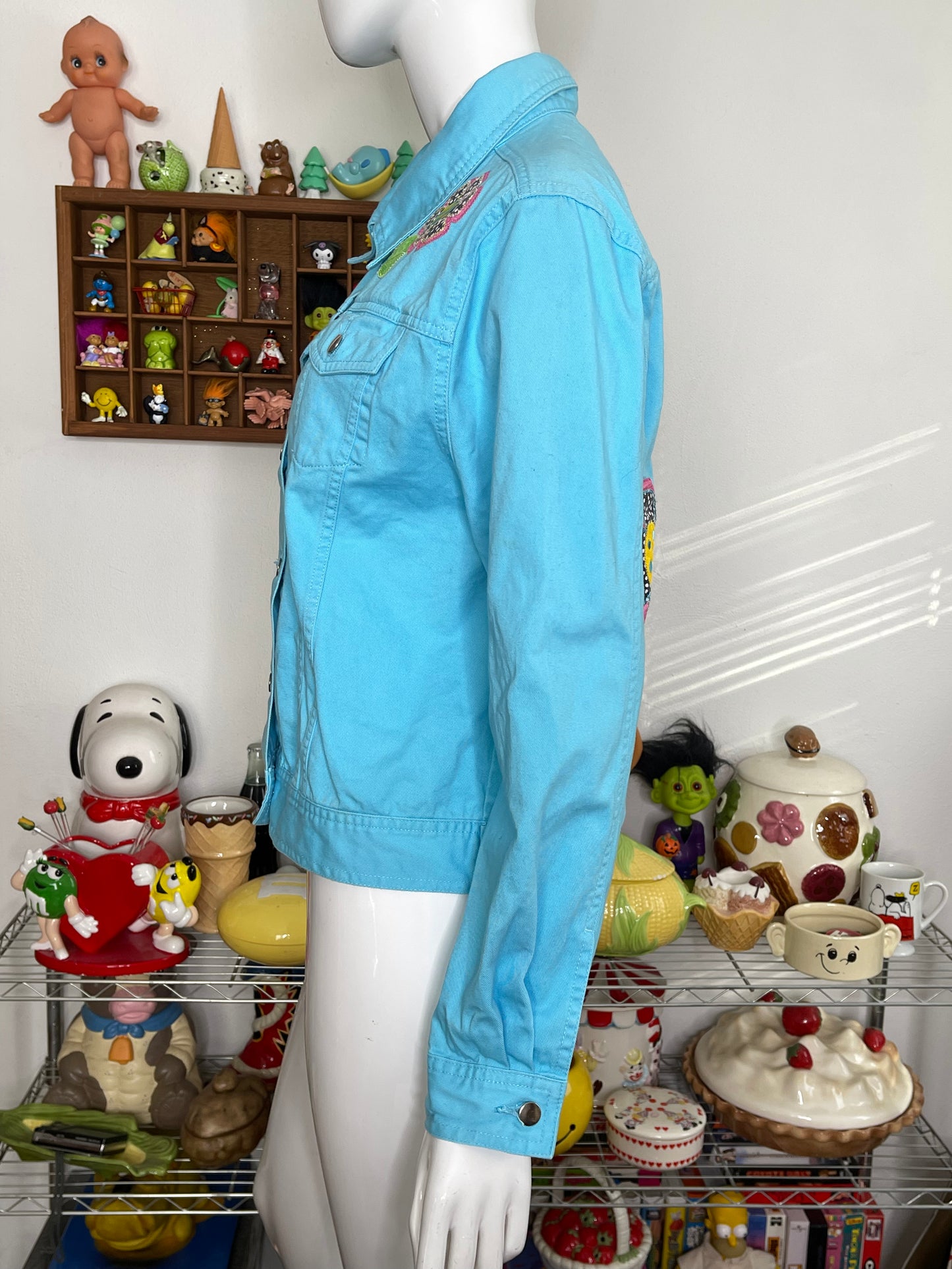 2000s Floral Polka Dot Funky Light Weight Jacket Sz M