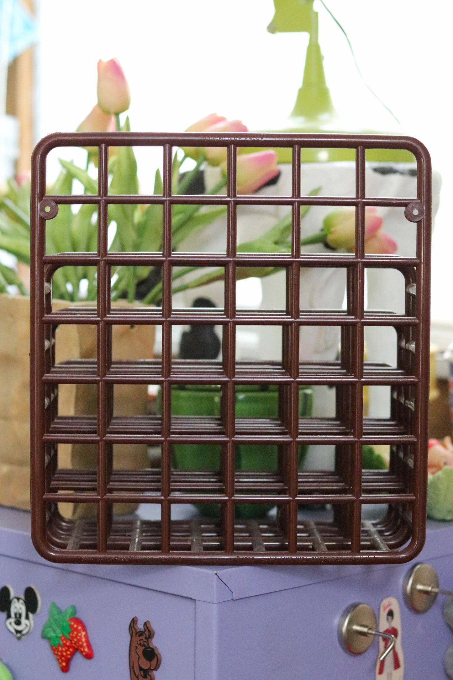 Vintage 80s Chocolate Brown Yaffa Plastic Wall Organizer
