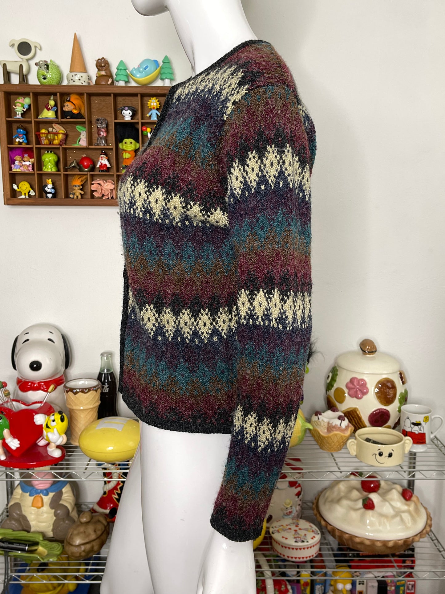 Vintage Fall Fuzzy Knit Cardigan Sz S