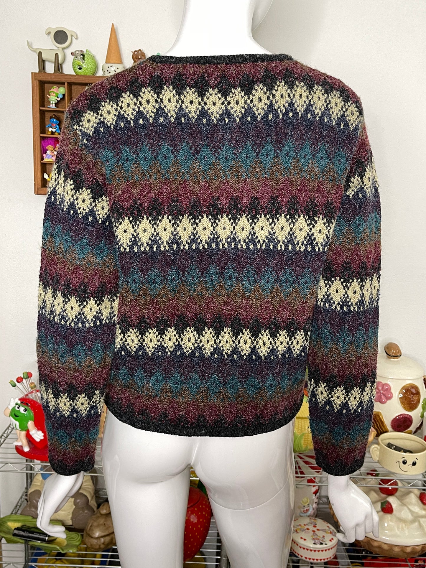 Vintage Fall Fuzzy Knit Cardigan Sz S