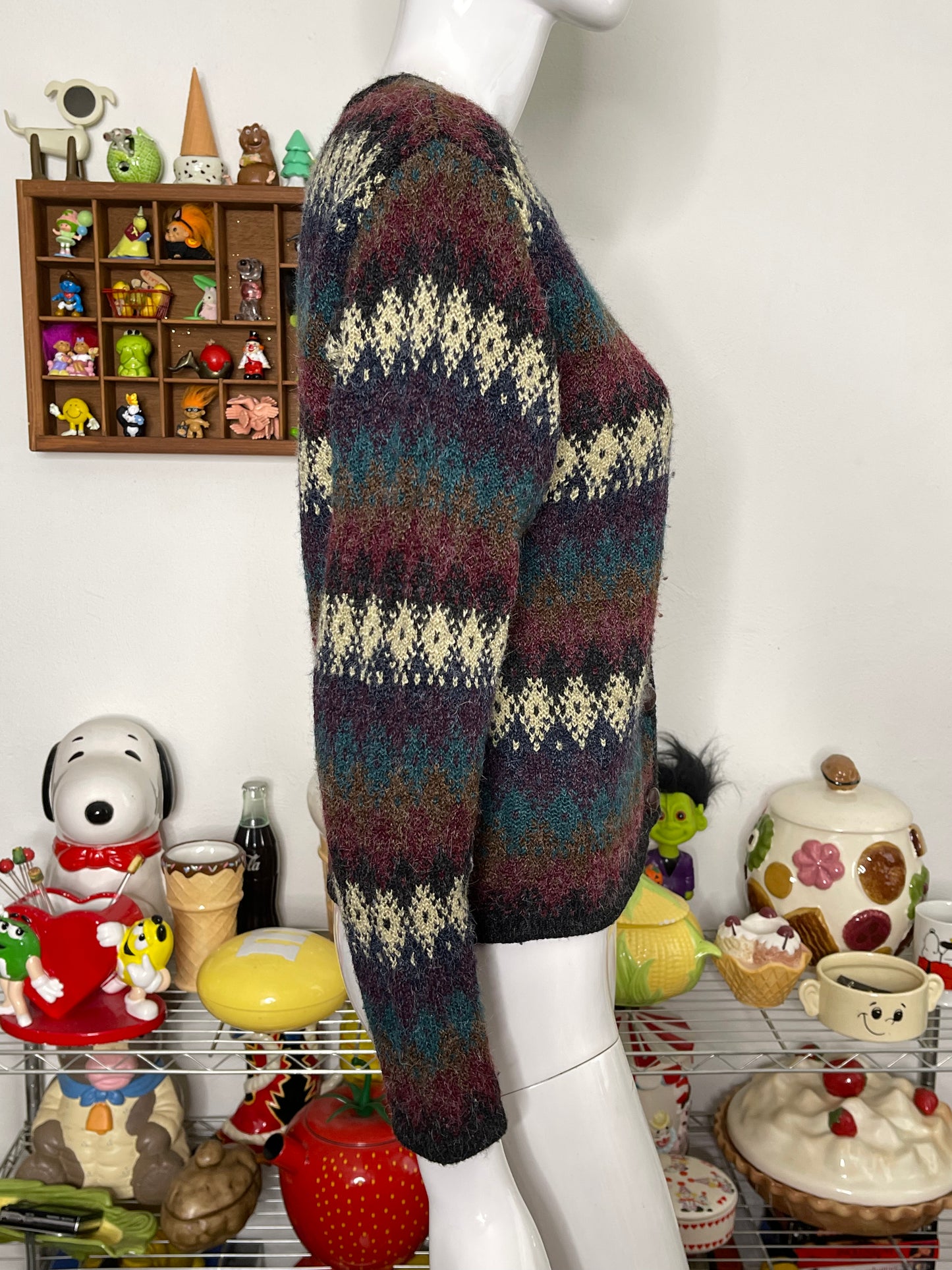 Vintage Fall Fuzzy Knit Cardigan Sz S