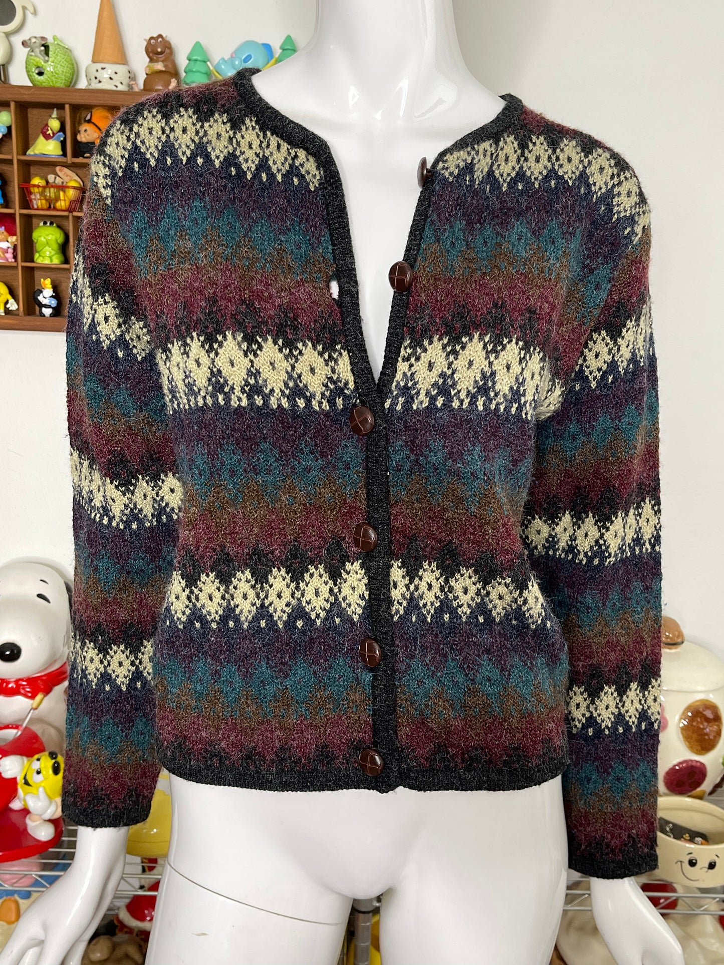 Vintage Fall Fuzzy Knit Cardigan Sz S