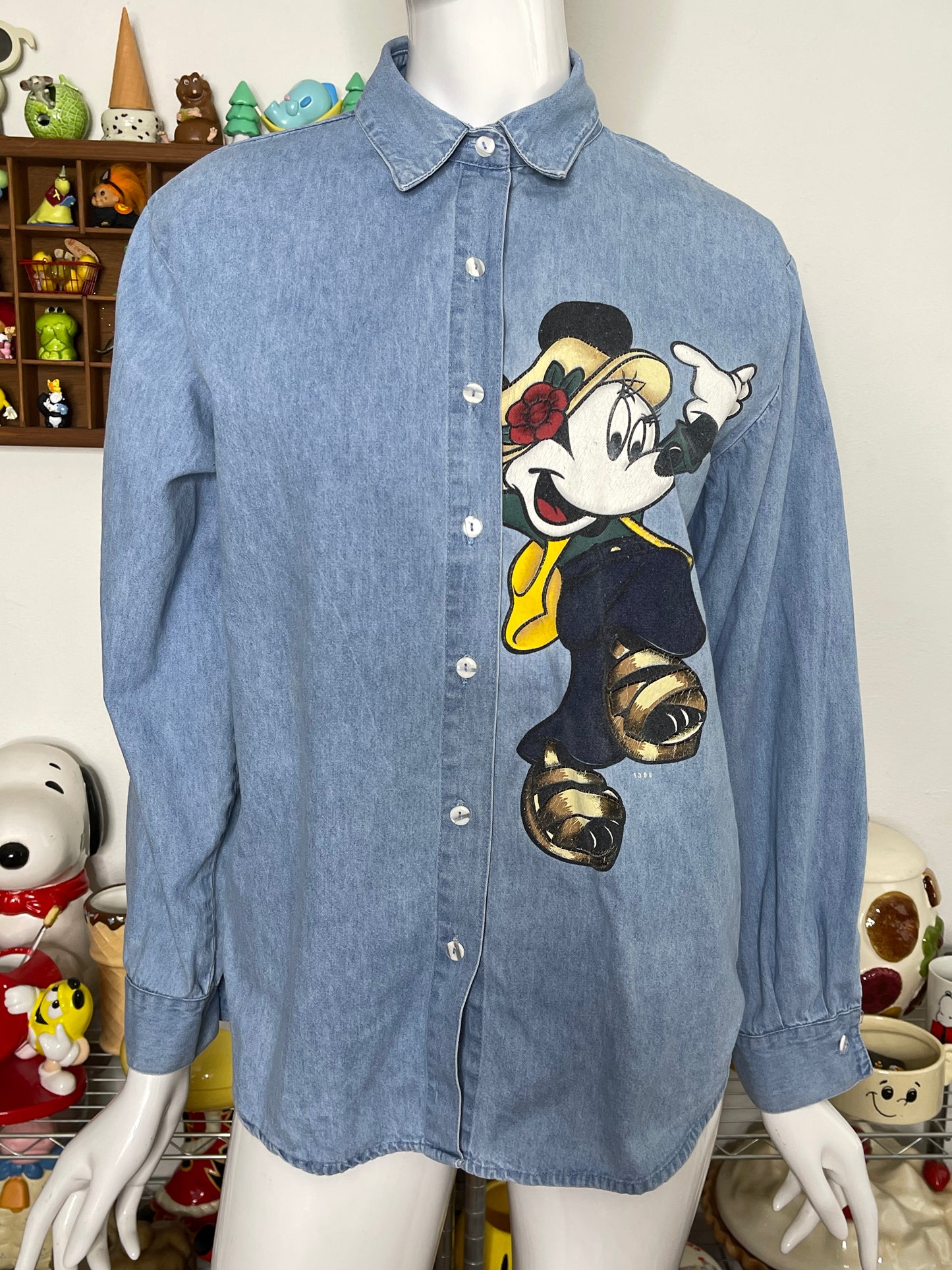 90s Minnie Mouse Denim Button Down Sz L