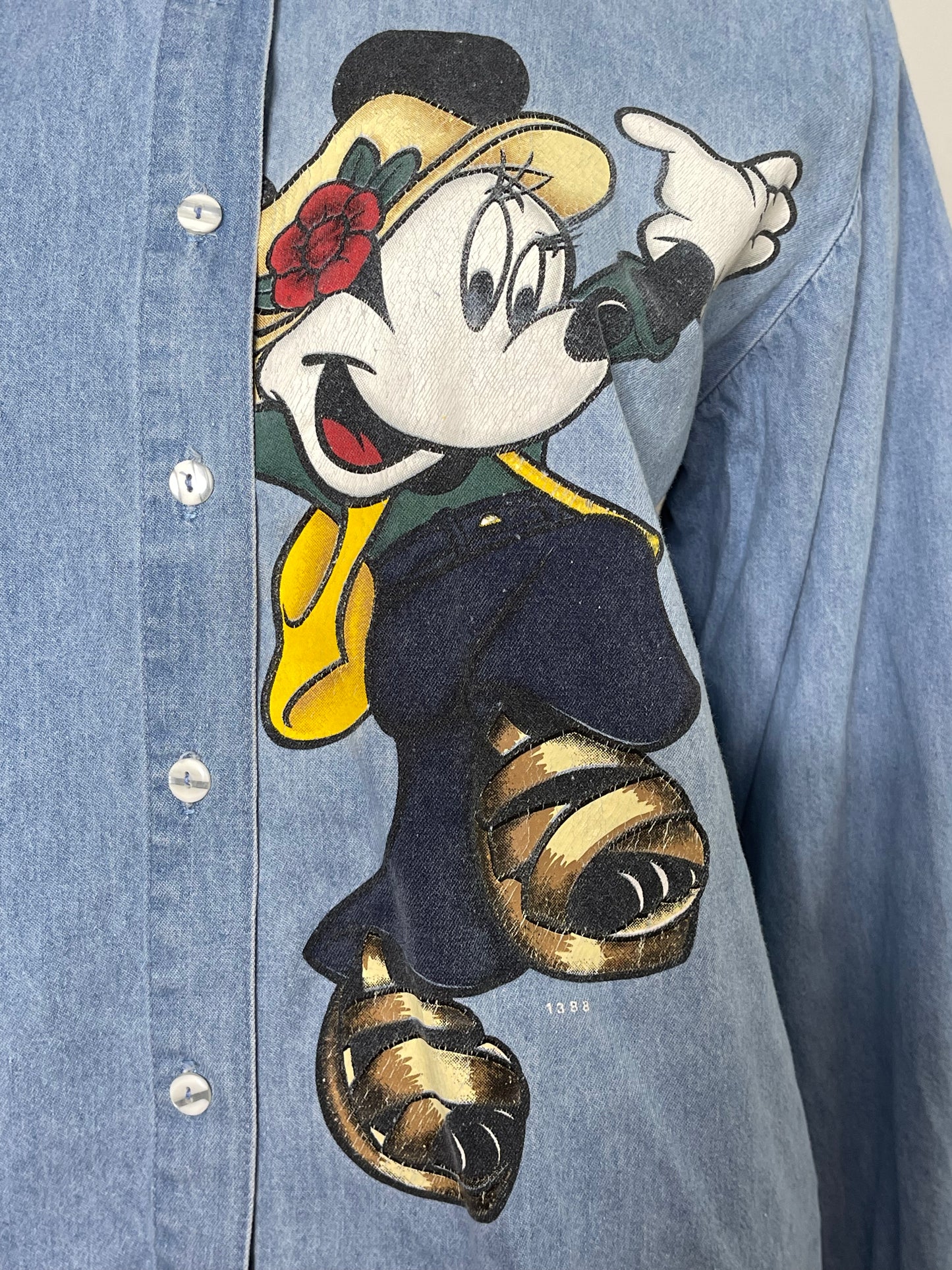 90s Minnie Mouse Denim Button Down Sz L