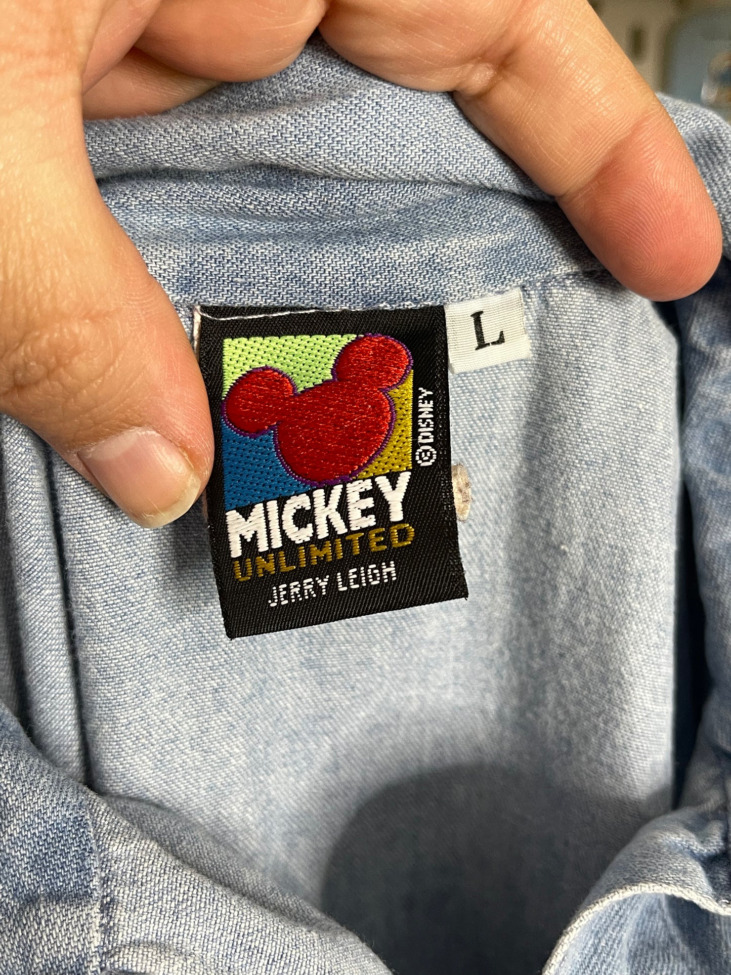 90s Minnie Mouse Denim Button Down Sz L