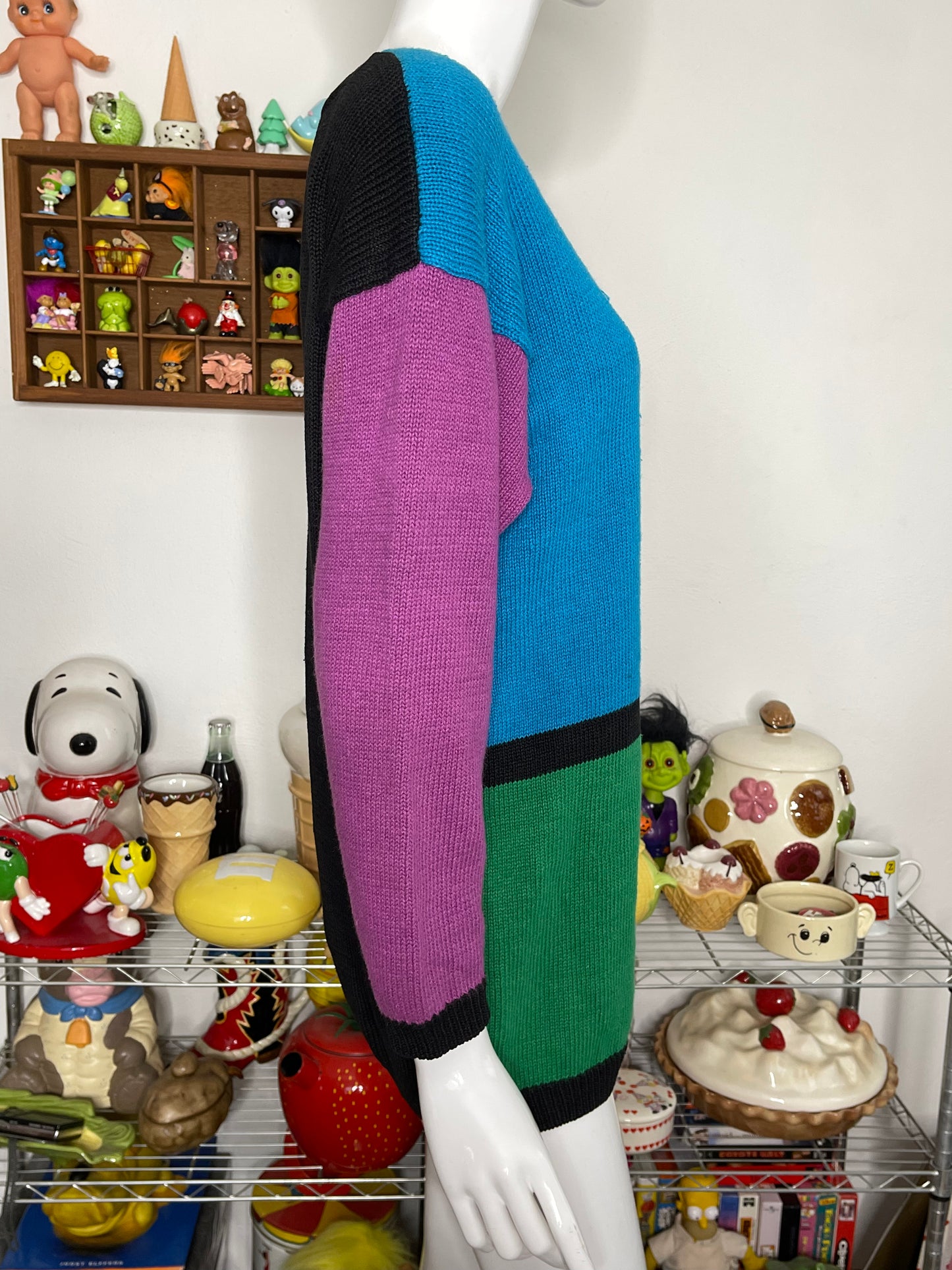 Vintage 90s Color Block Oversized Knit Sweater Sz M