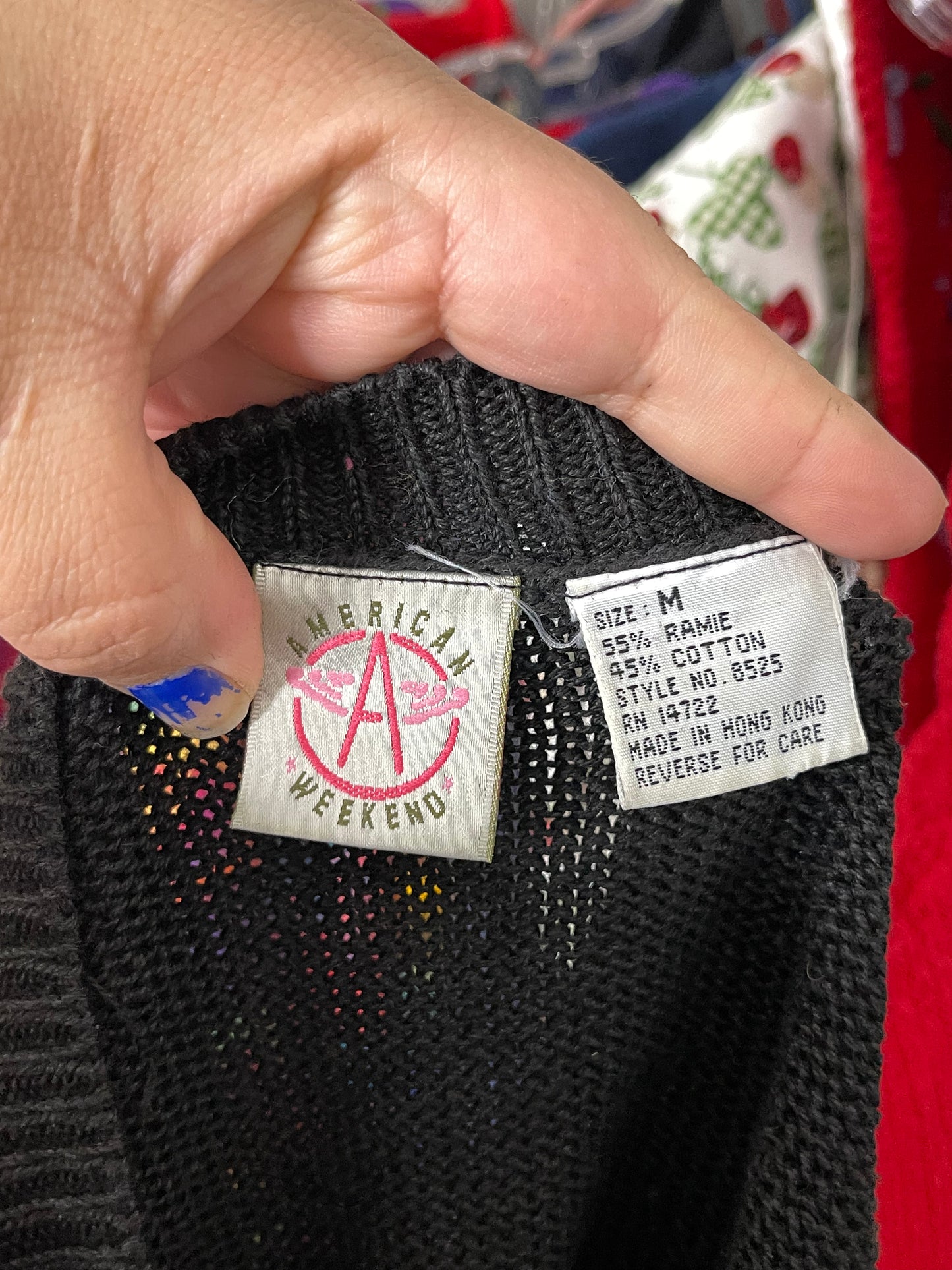 Vintage 90s Color Block Oversized Knit Sweater Sz M