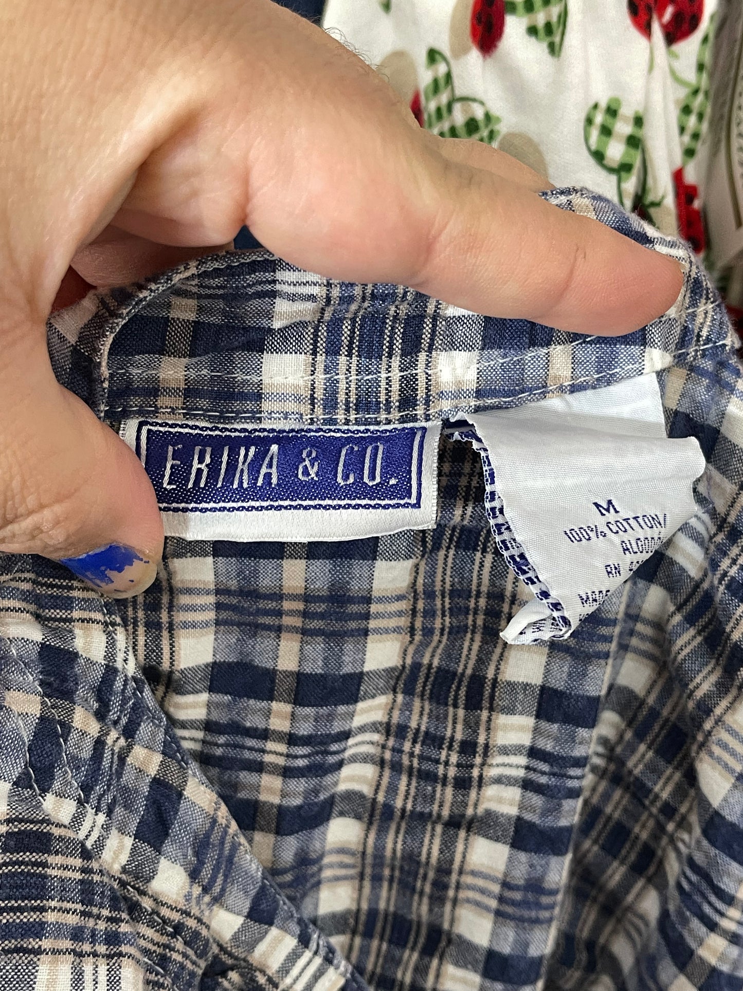 Vintage Blue & Beige Flowy Oversized Plaid Maxi Dress Sz M