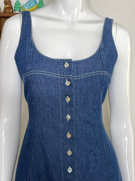 Vintage Denim Button Down Maxi Dress Sz 7