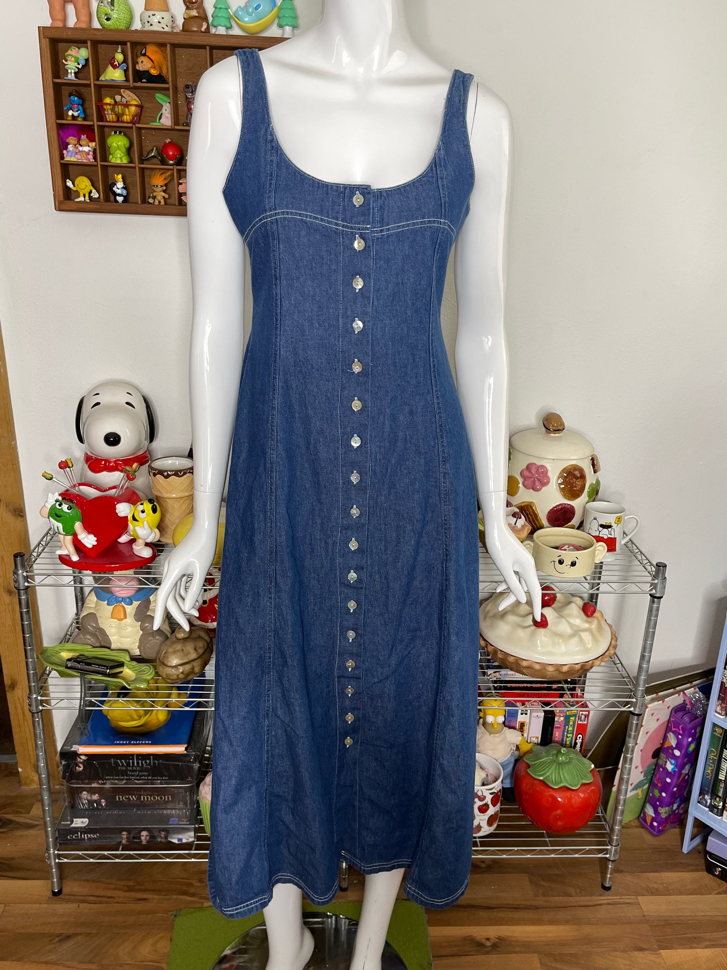 Vintage Denim Button Down Maxi Dress Sz 7