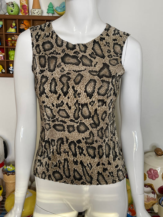 2000s Snake Print Textured Stretchy Tank Top Sz S/M