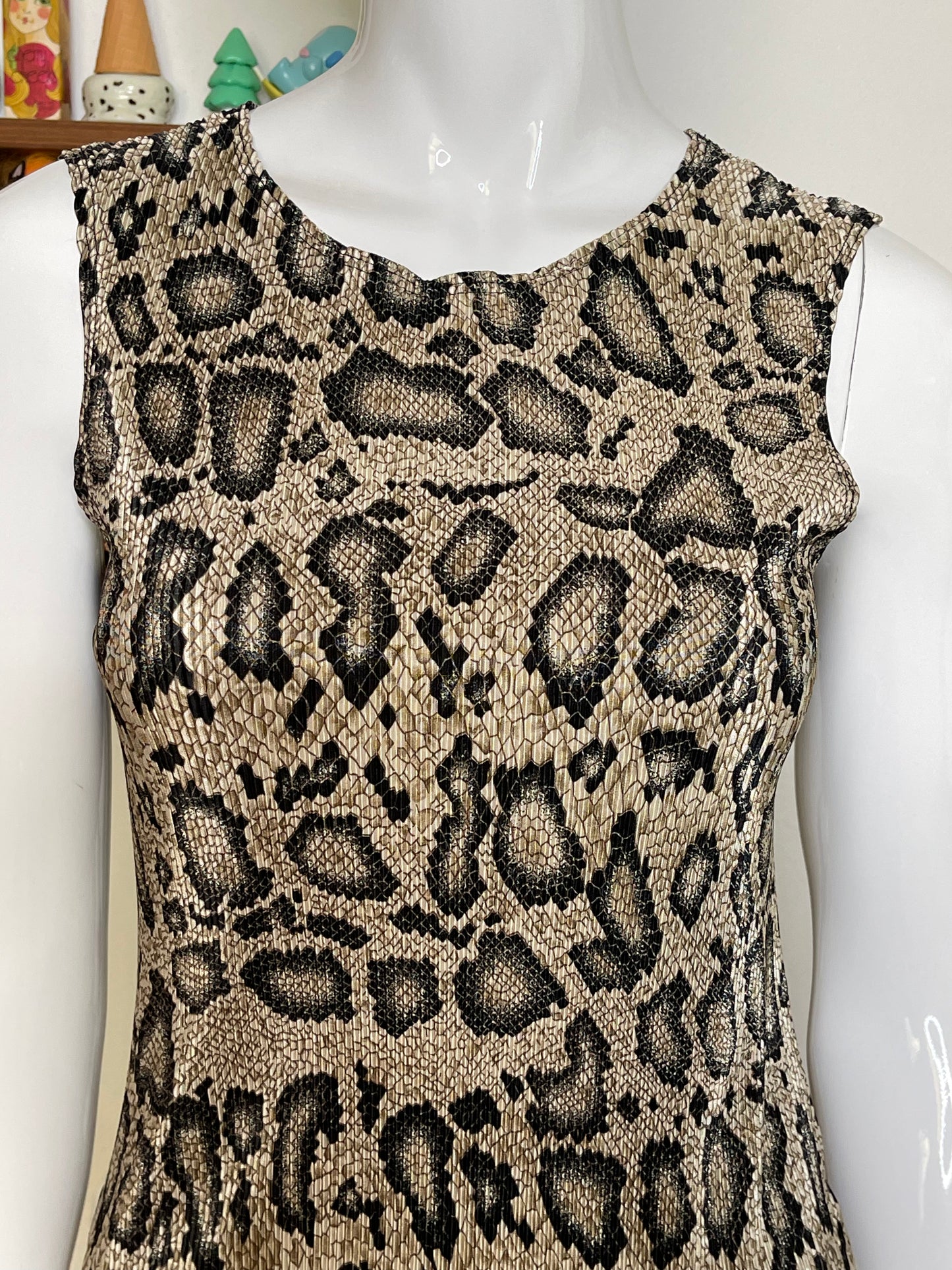 2000s Snake Print Textured Stretchy Tank Top Sz S/M