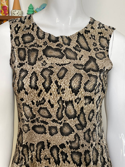 2000s Snake Print Textured Stretchy Tank Top Sz S/M