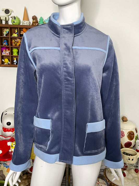 2000s velour plush & fleece trim jacket sz M