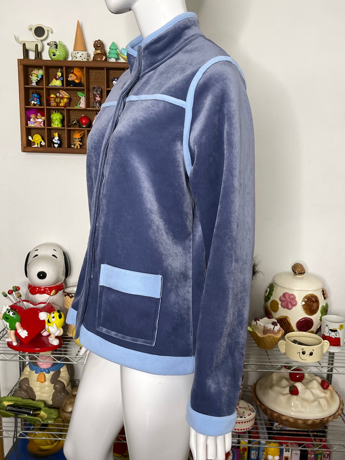 2000s velour plush & fleece trim jacket sz M