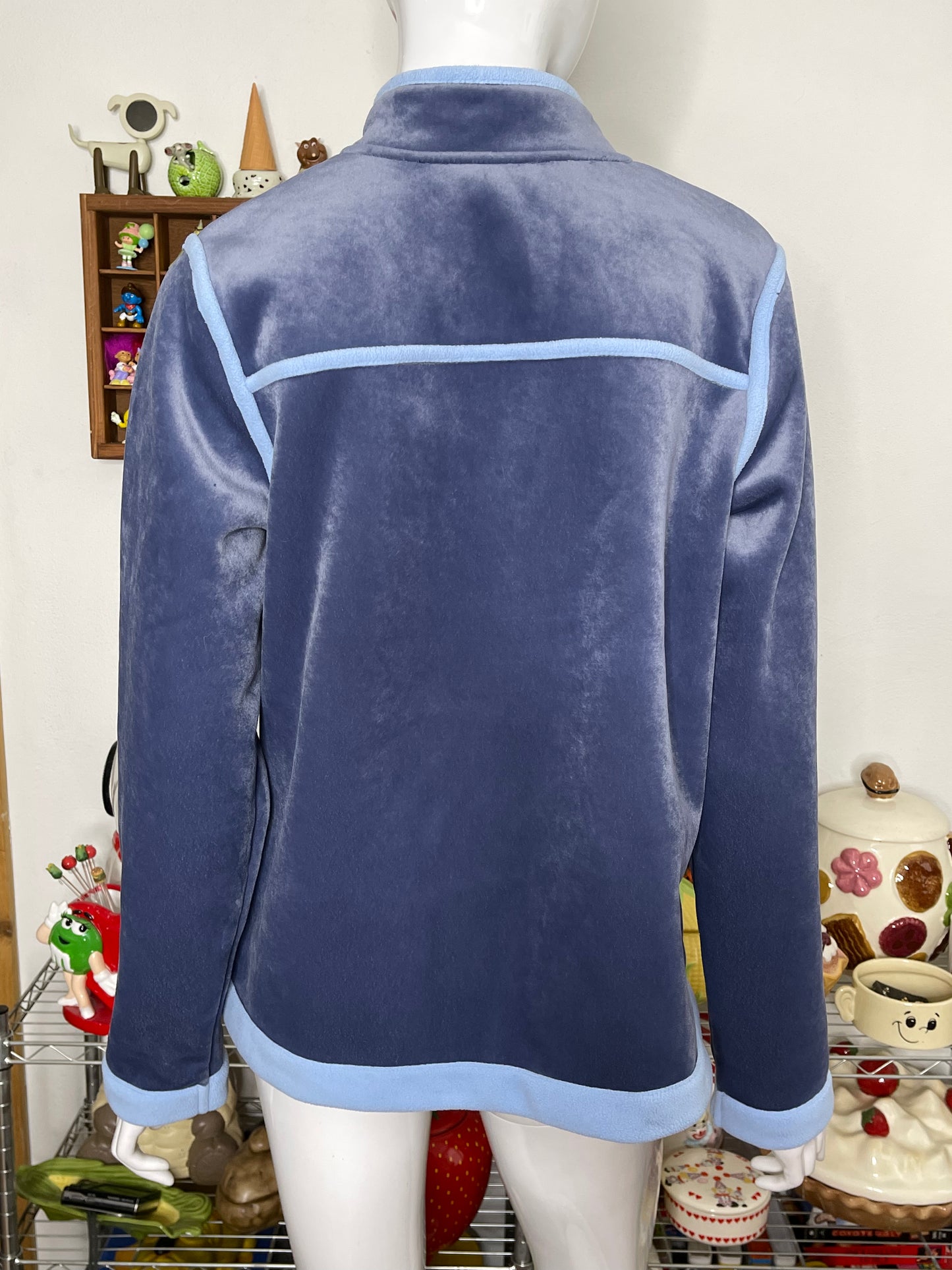 2000s velour plush & fleece trim jacket sz M