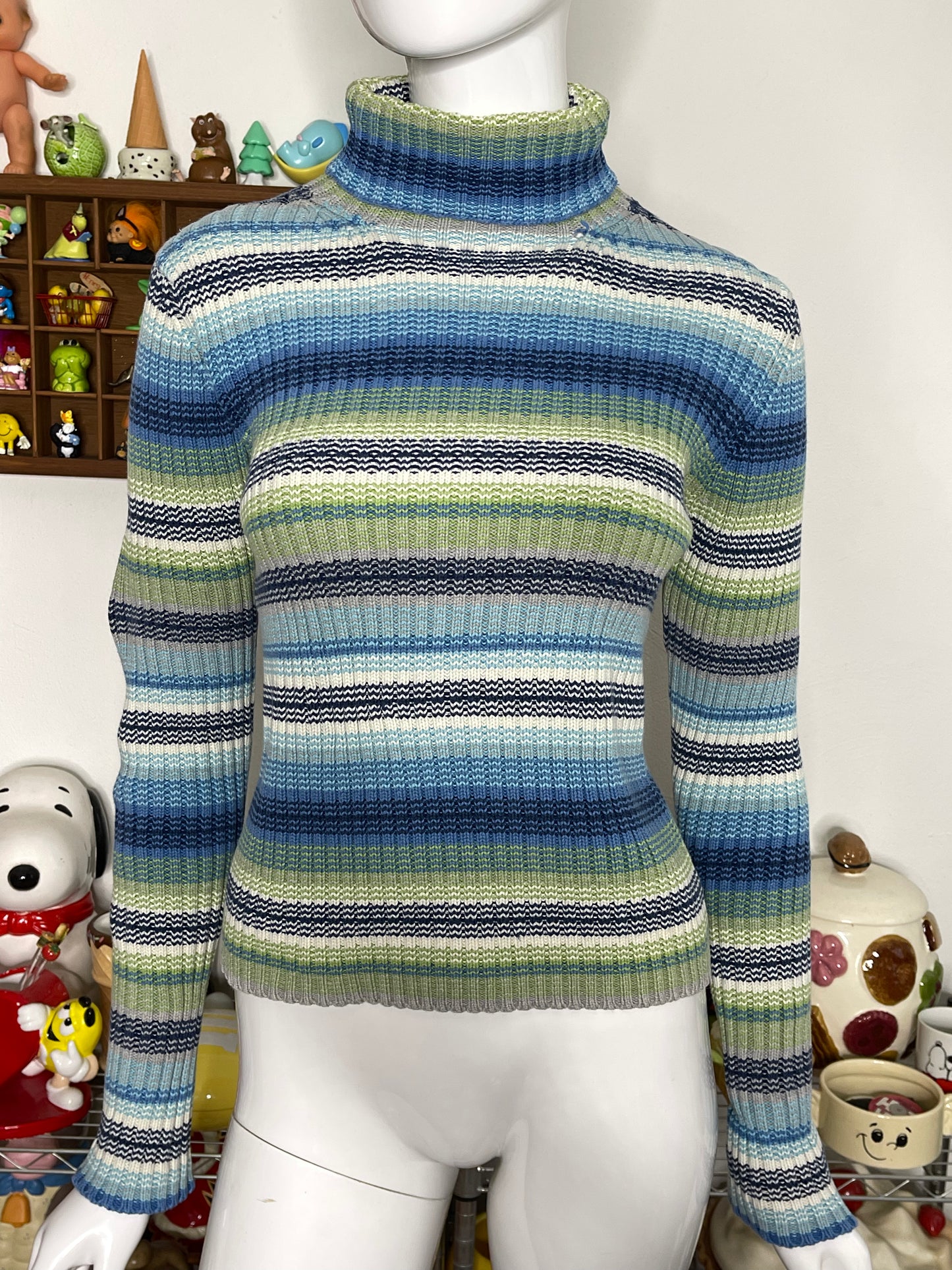 Vintage Gap Striped Thick Knit Turtleneck Sz S