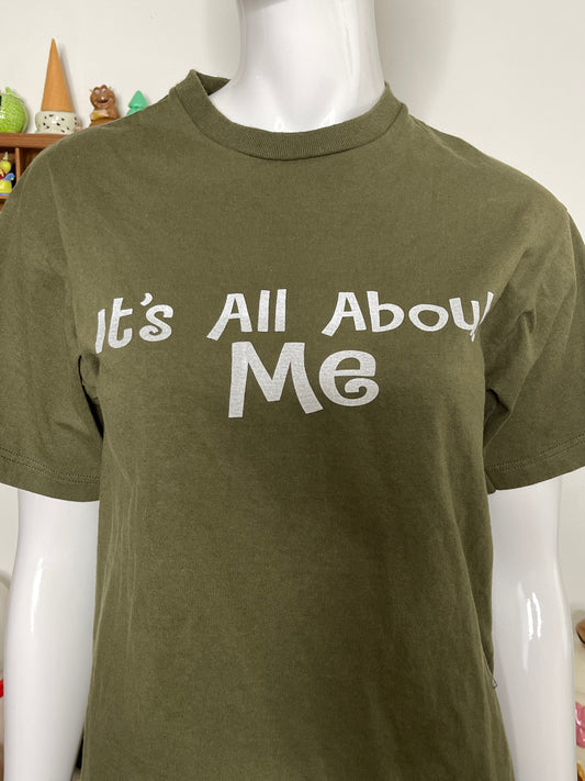 2000s It's All About Me Army Green Graphic Tee Sz M