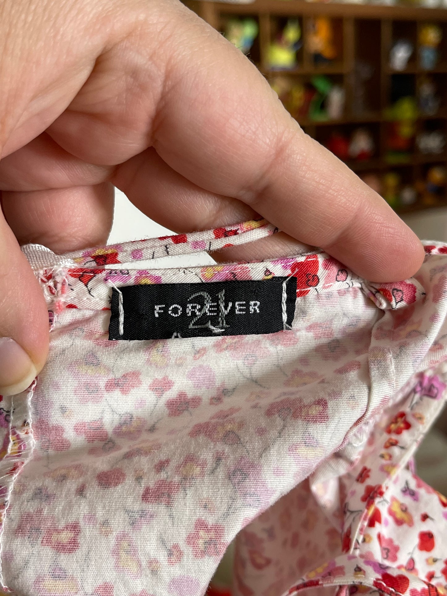 Vintage Pink Floral Open Back Forever 21 Cropped Tank Top Sz S/M