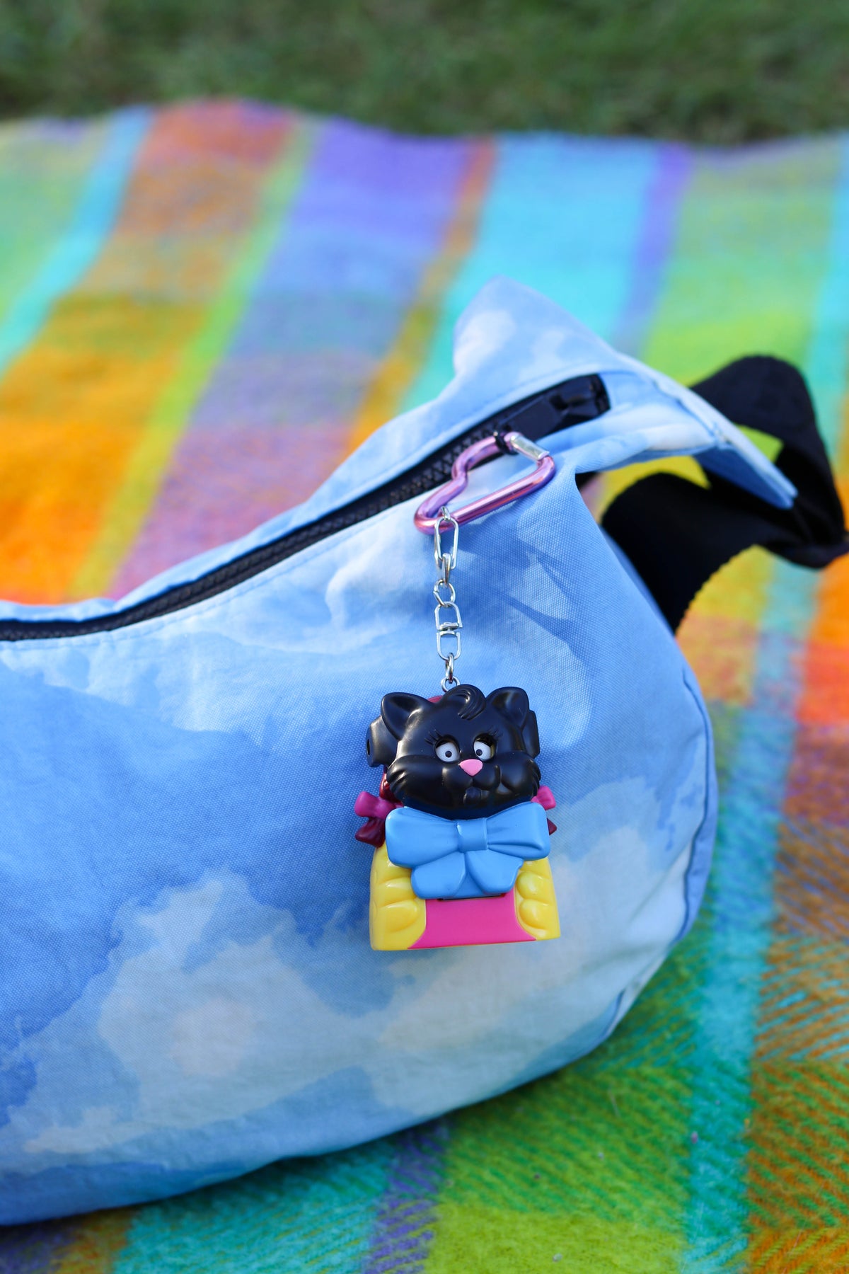Vintage Upcycled Birdie Halloween Candy Dispenser Keychain