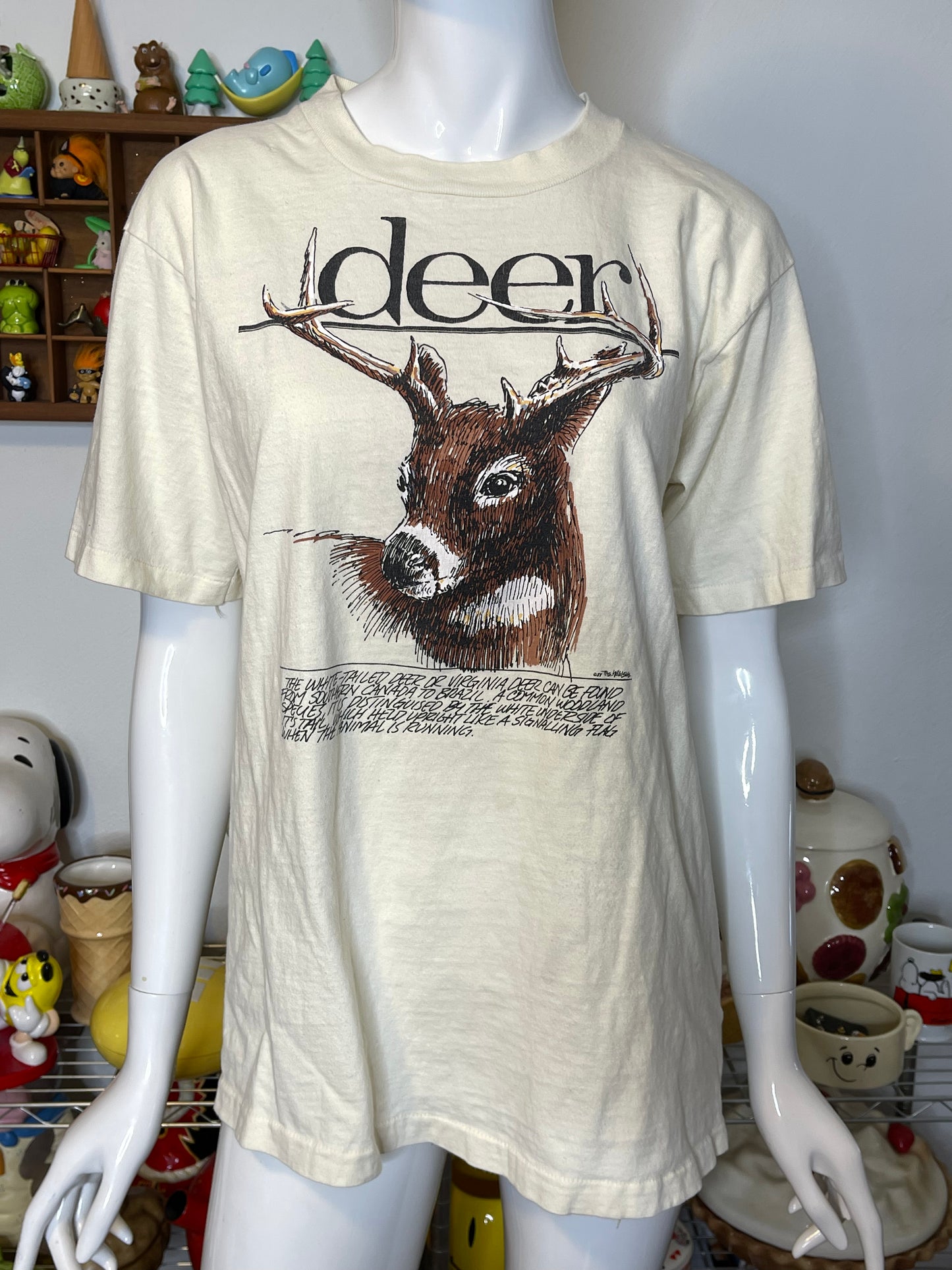Vintage 80s White-Tailed Deer Graphic Tee Sz M