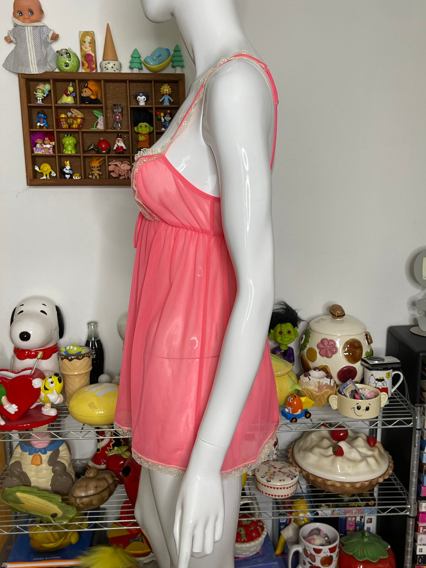 2000s Victoria's Secret Sheer Coral Pink Mesh Lingerie Top Sz XS