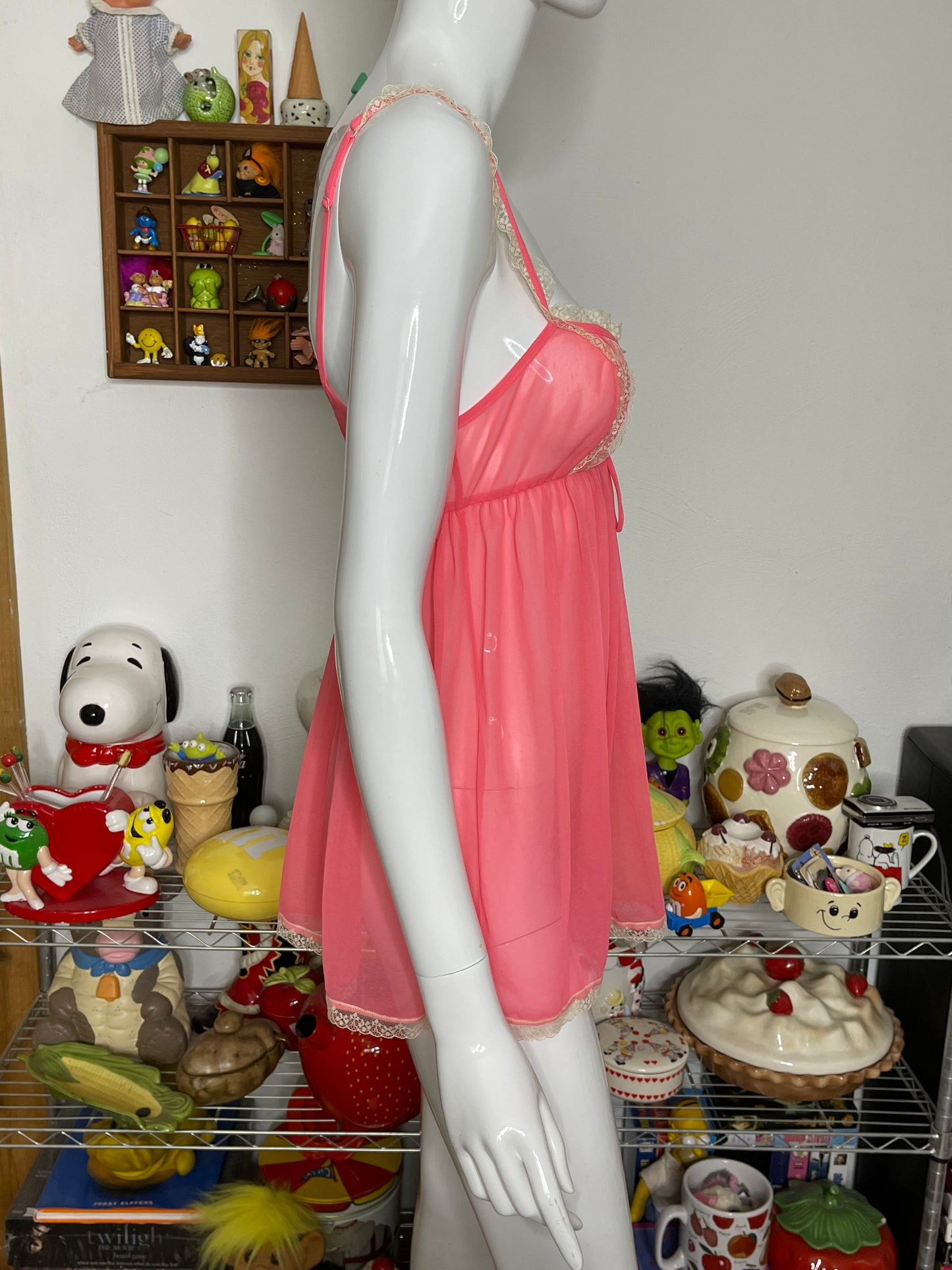2000s Victoria's Secret Sheer Coral Pink Mesh Lingerie Top Sz XS