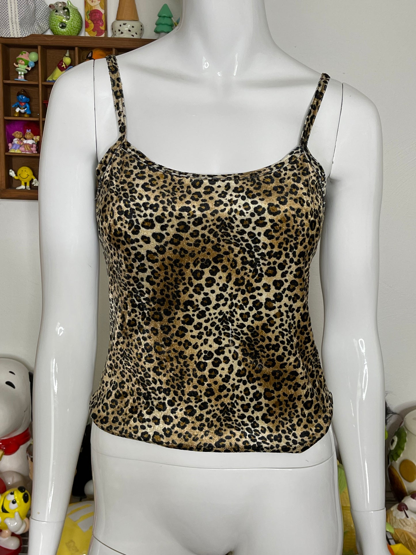 Vintage 2000s Fuzzy Leopard Print Tank Top Sz M