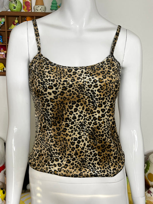 Vintage 2000s Fuzzy Leopard Print Tank Top Sz M