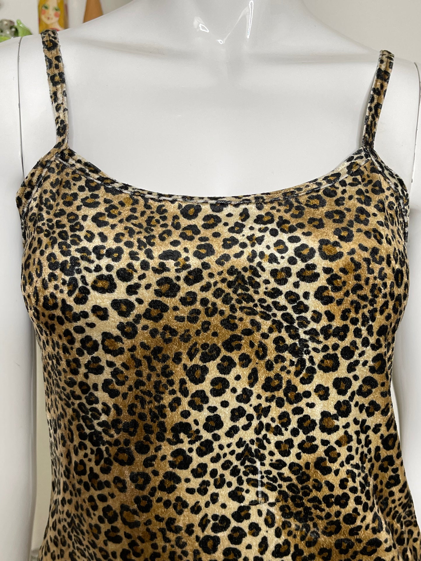 Vintage 2000s Fuzzy Leopard Print Tank Top Sz M