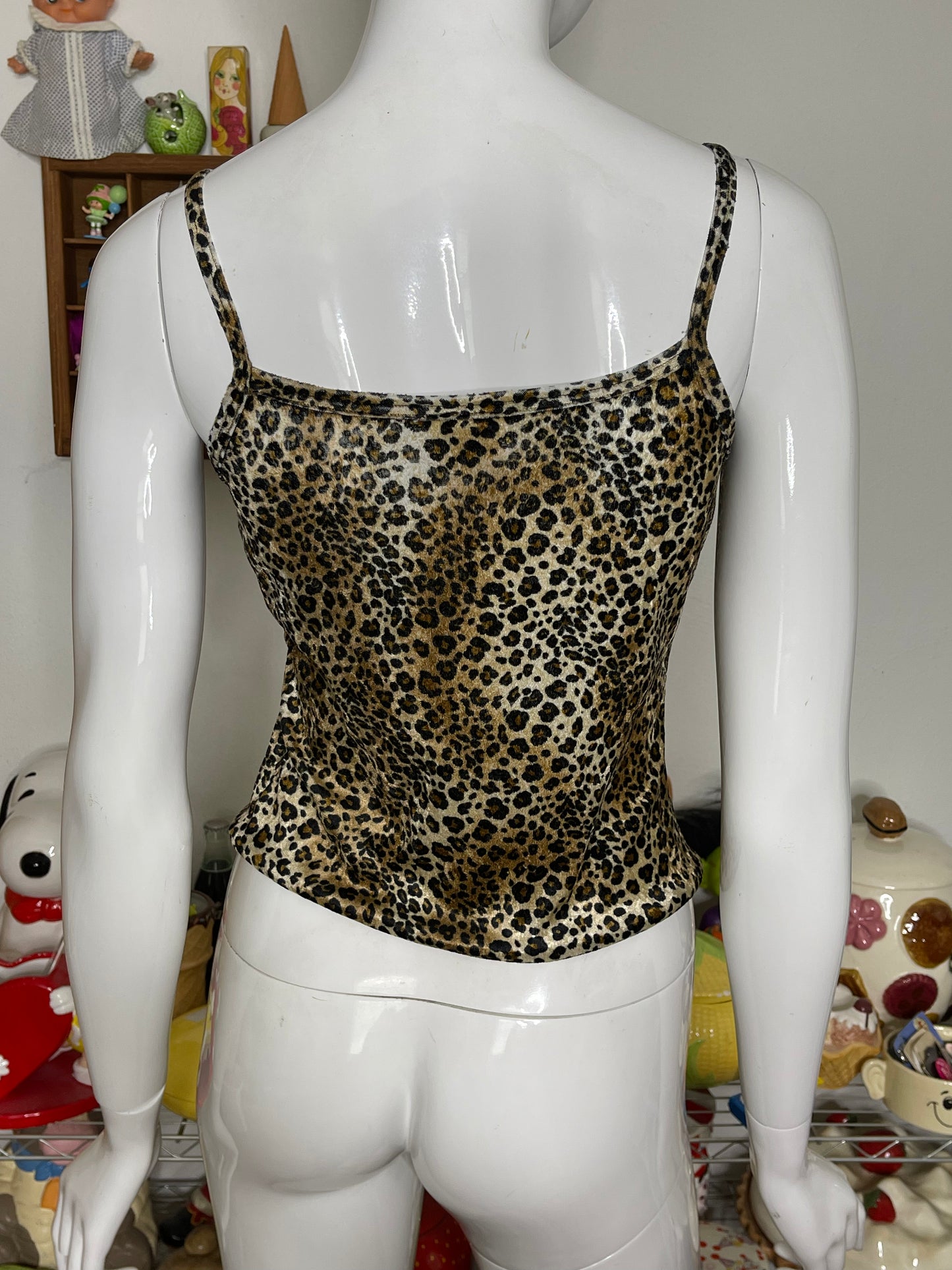 Vintage 2000s Fuzzy Leopard Print Tank Top Sz M