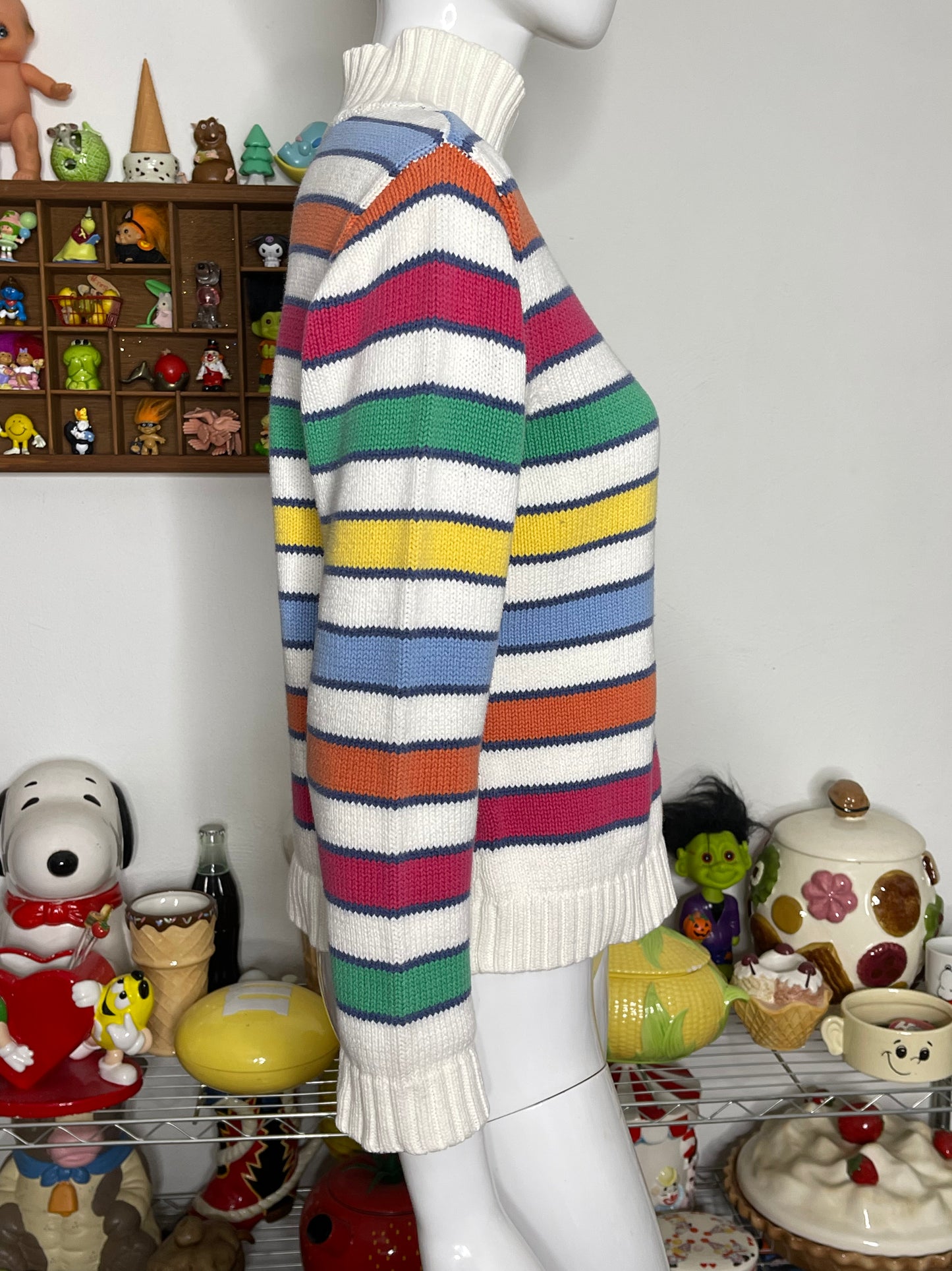 2000s Rainbow Striped Mock Neck Sweater Sz M/L