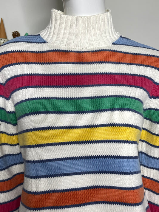 2000s Rainbow Striped Mock Neck Sweater Sz M/L