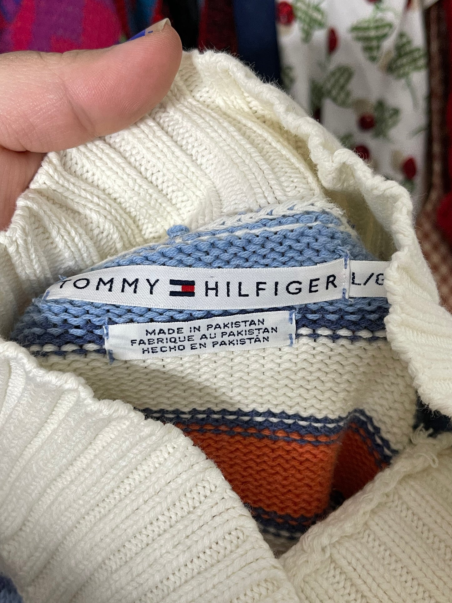 2000s Rainbow Striped Mock Neck Sweater Sz M/L