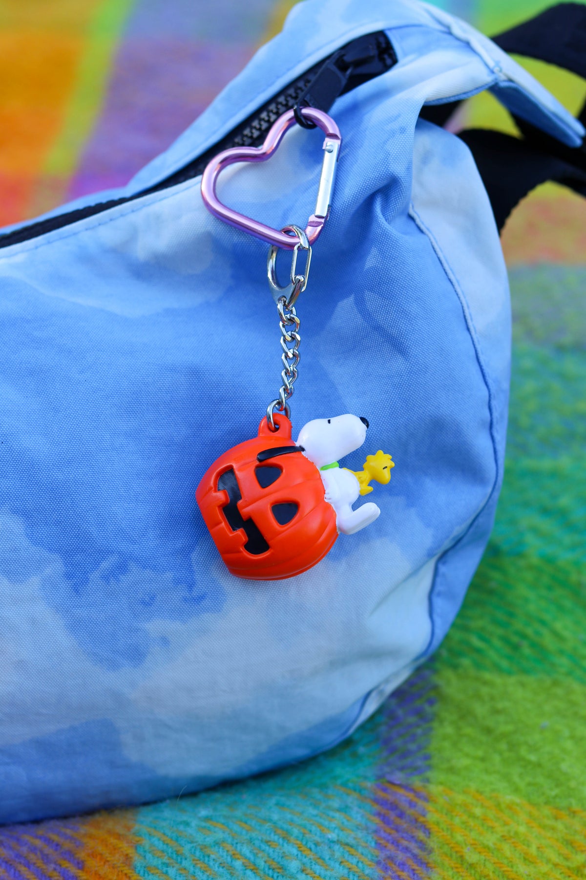2000s Snoopy &amp; Woodstock Pumpkin Keychain + Case (A)