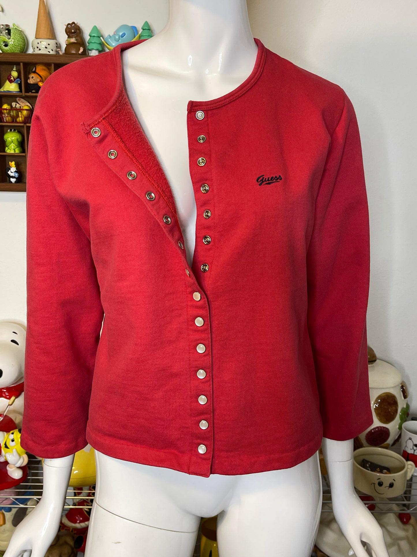 Vintage 90s Faded Red Guess Cardigan Top Sz L