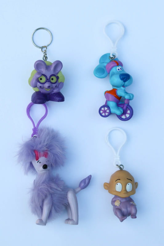 Vintage Upcycled Cartoon Toy Keychains