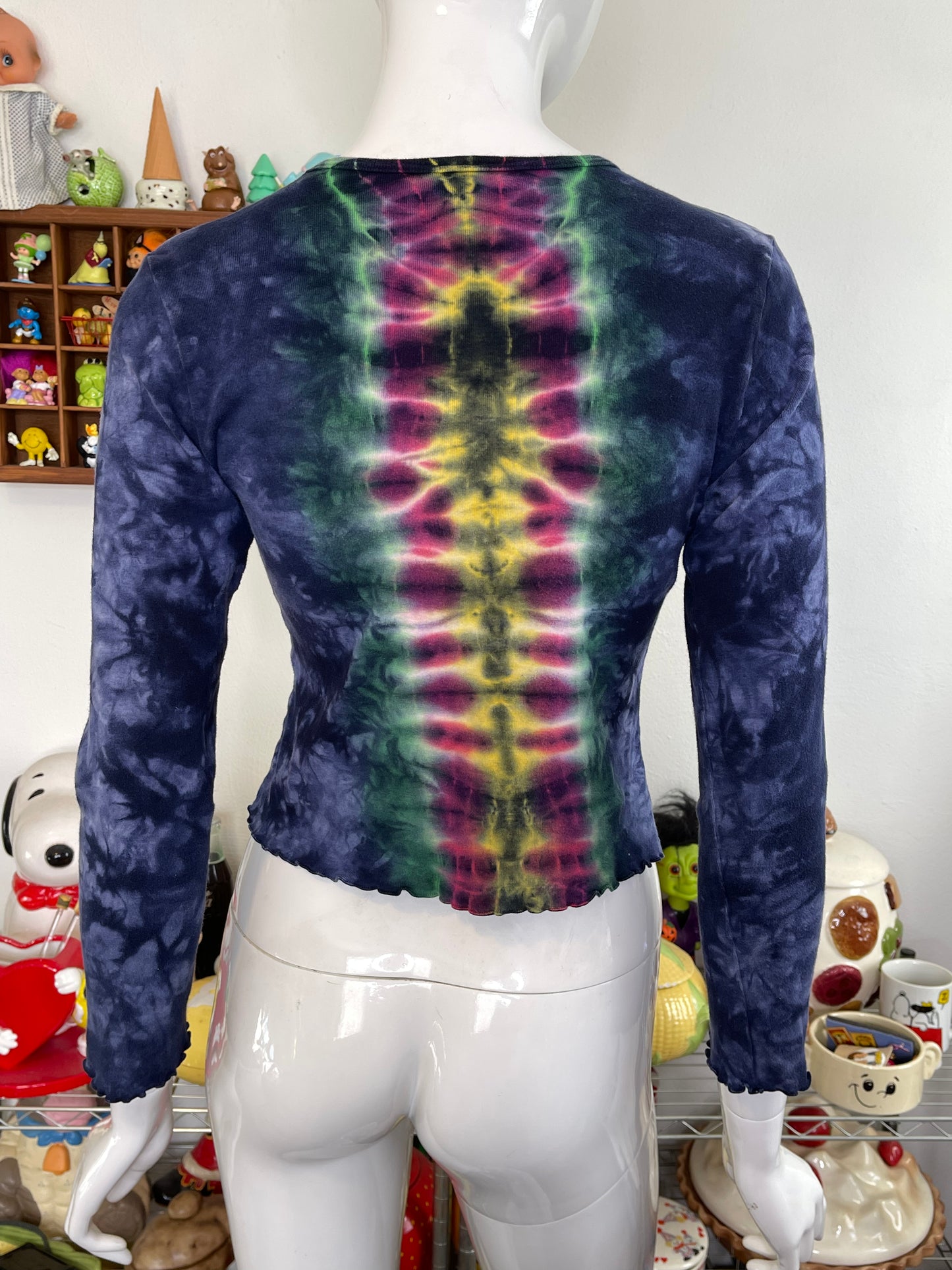 Vintage Colorful Tie-dye Cropped Long Sleeve Sz S/M